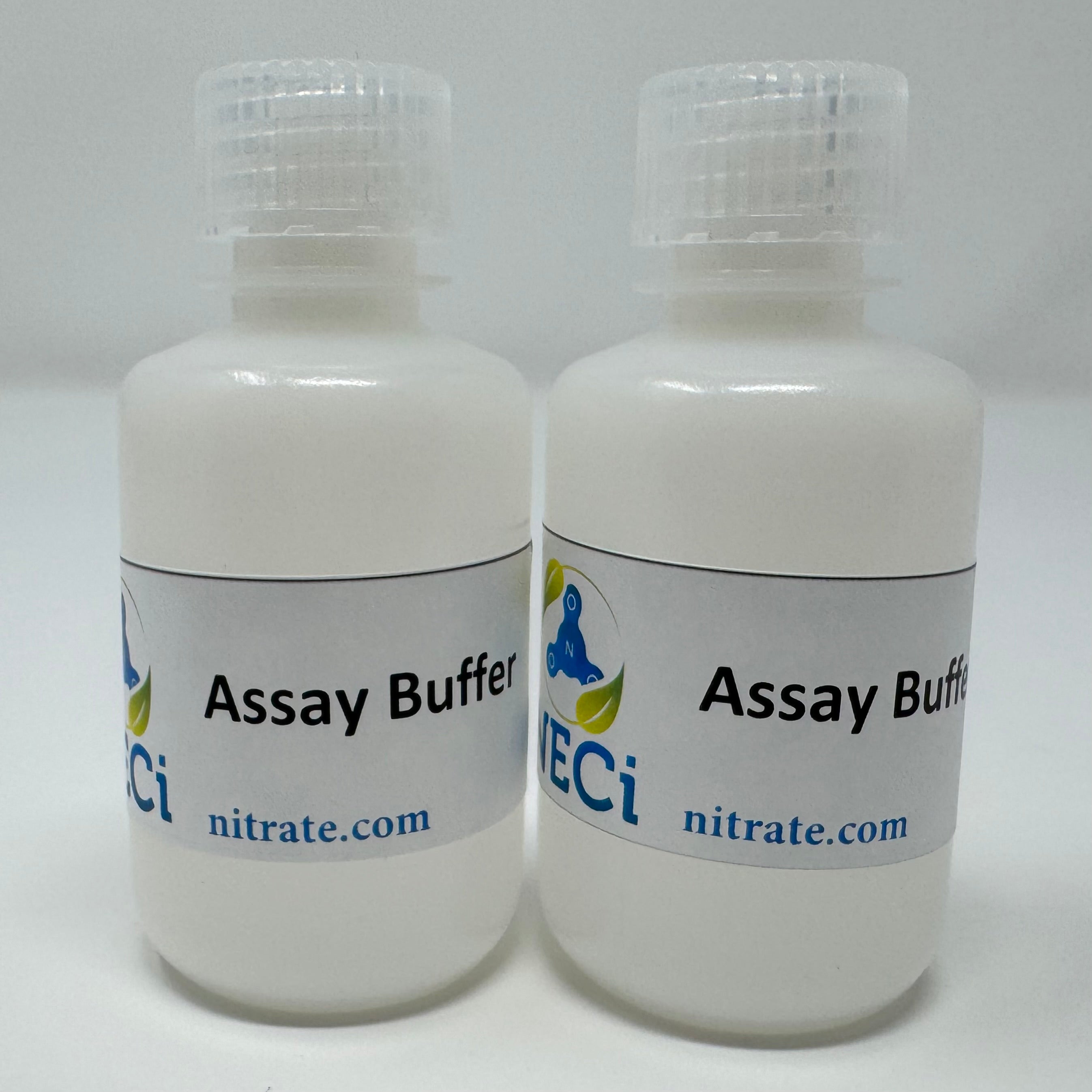 Assay Buffer for Nitrate Testing - Two 50mL bottles of lab-grade potassium phosphate buffer solution