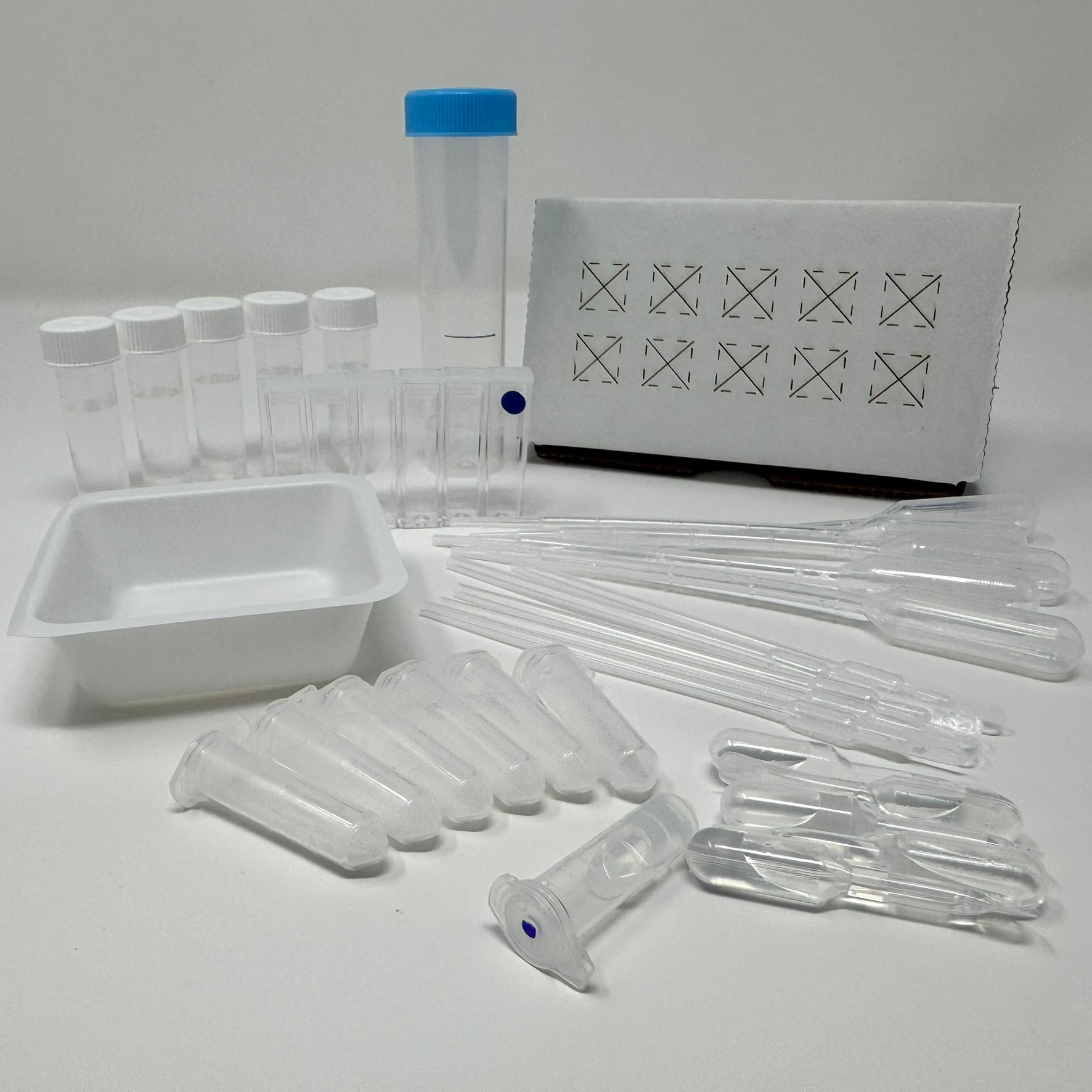 Dry Forage Nitrate Test Kit - Complete kit contents including reaction cuvettes, buffer, color reagents, and sample collection tubes