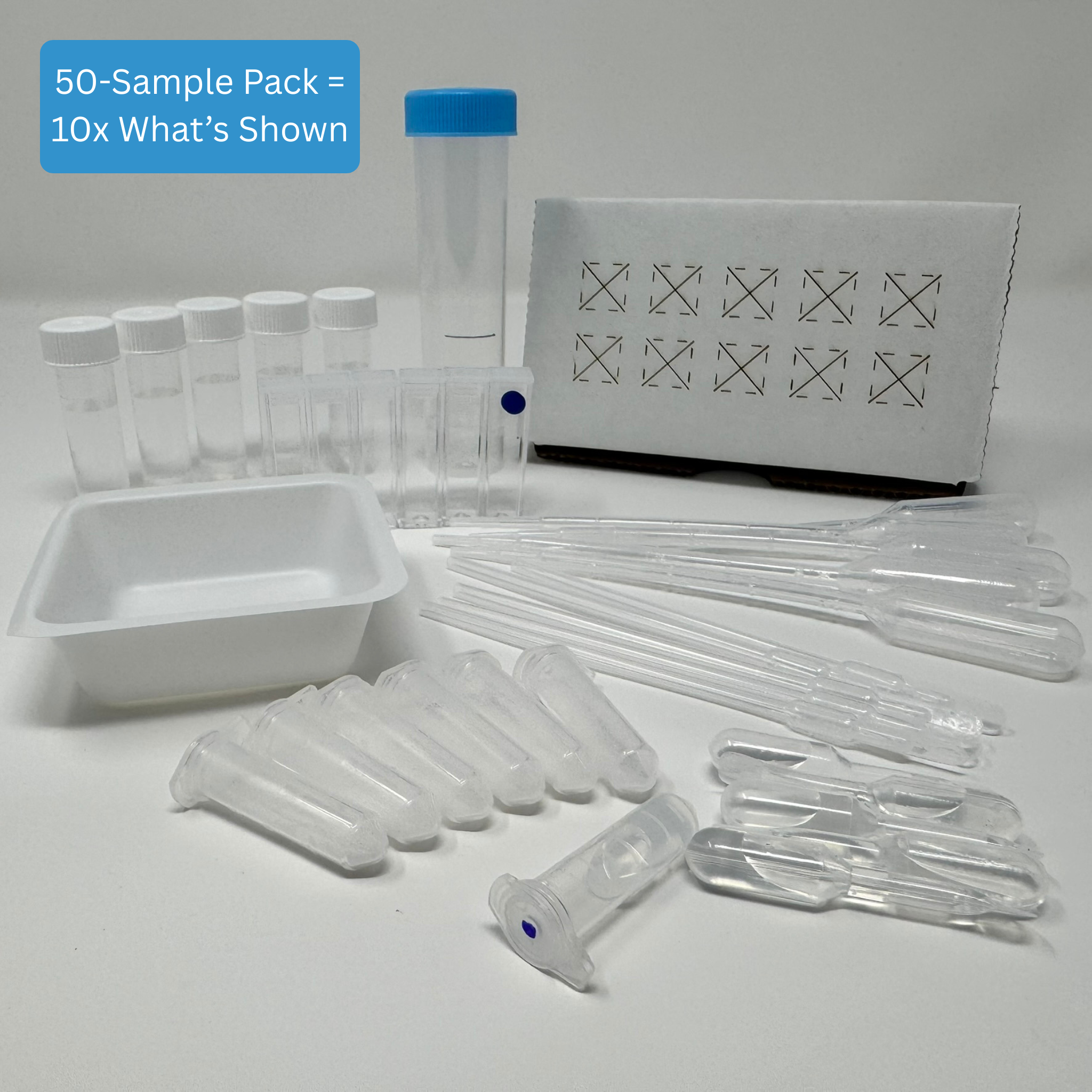Dry Forage Nitrate Test Kit - Complete kit contents including reaction cuvettes, buffer, color reagents, and sample collection tubes